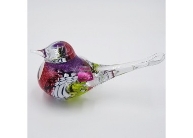 Statuette Oiseau Décorative Avec Paillettes Sulfure Or - Verre - Dimensions 8x6 Cm - Marque Amefa