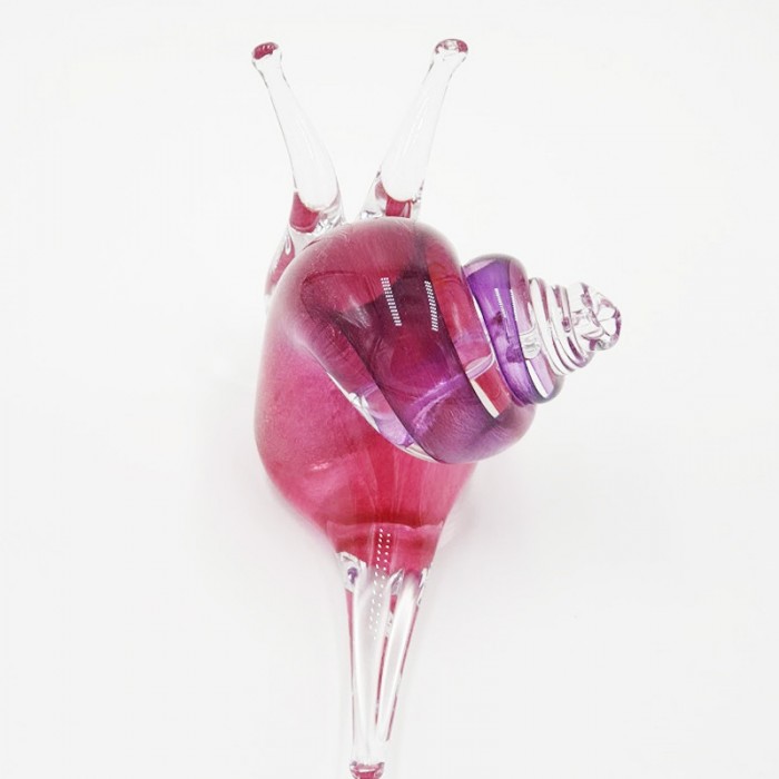Petit escargot en sulfure de verre, rose et violet